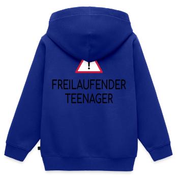 Achtung Freilaufender Teenager - Kinder Premium Organic Zip Hoodie - Royalblau - Hinten - AI Model Kid Male (0cm)