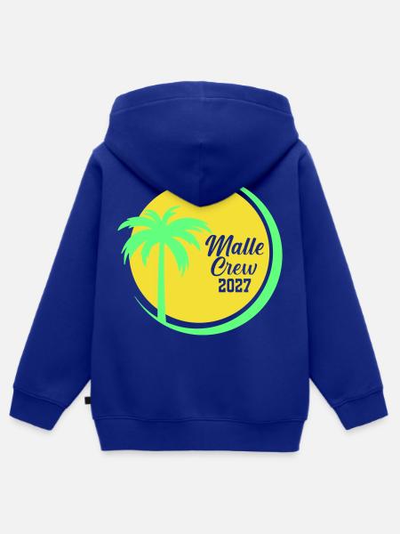 Malle Crew 2027 Palmen Design - Kinder Premium Organic Zip Hoodie - Royalblau