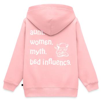 aunt. woman. myth. bad influence - retro - Kinder Premium Organic Zip Hoodie - Rosa - Hinten - AI Model Kid Female (0cm)