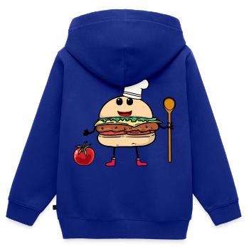Fast Food Burger Kochkunst Hobbykoch Gastgeber - Kinder Premium Organic Zip Hoodie - Royalblau - Hinten - AI Model Kid Male (0cm)