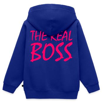 Le vrai patron - Sweat Premium à capuche zippé enfant bio - bleu roi - Dos - AI Model Kid Male (0cm)