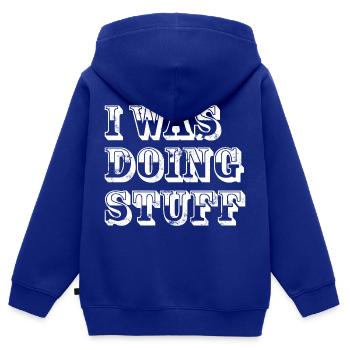 I was doing stuff vintage - Kinder Premium Organic Zip Hoodie - Royalblau - Hinten - AI Model Kid Male (0cm)