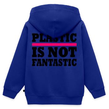 Plastic is not fantastic - Kids Premium Organic Zip-up Hoodie - royal blue - Back - AI Model Kid Male (0cm)