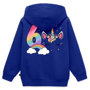 6. Geburtstag Sechster Geburtstag Einhorn Mädchen - Kinder Premium Organic Zip Hoodie - Royalblau - Hinten - AI Model Kid Male (0cm)