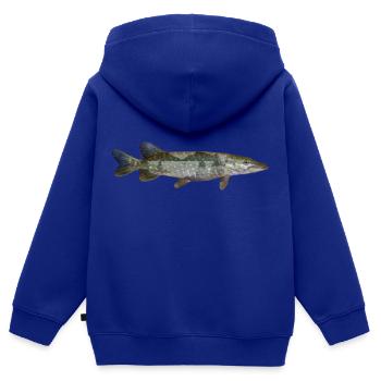 Brochet - Sweat Premium à capuche zippé enfant bio - bleu roi - Dos - AI Model Kid Male (0cm)