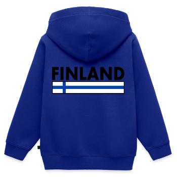 FINLANDE - Sweat Premium à capuche zippé enfant bio - bleu roi - Dos - AI Model Kid Male (0cm)