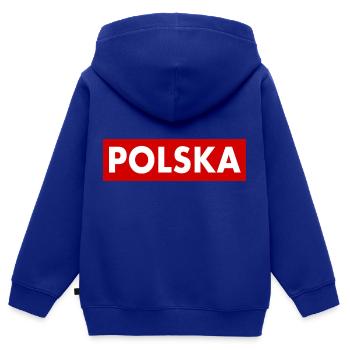 Pologne - Sweat Premium à capuche zippé enfant bio - bleu roi - Dos - AI Model Kid Male (0cm)