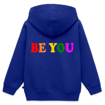 Be you - Kinder Premium Organic Zip Hoodie - Royalblau - Hinten - AI Model Kid Male (0cm)