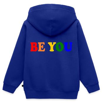 Be you - Kinder Premium Organic Zip Hoodie - Royalblau - Hinten - AI Model Kid Male (0cm)