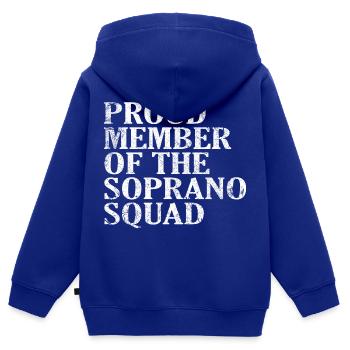 Fier membre de l’Escouade des Soprano blanc - Sweat Premium à capuche zippé enfant bio - bleu roi - Dos - AI Model Kid Male (0cm)