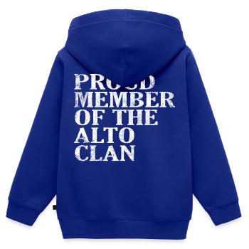 Fier membre du Crue du Clan Alto - Sweat Premium à capuche zippé enfant bio - bleu roi - Dos - AI Model Kid Male (0cm)