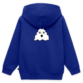 Drôle de merde fantôme - Sweat Premium à capuche zippé enfant bio - bleu roi - Dos - AI Model Kid Male (0cm)