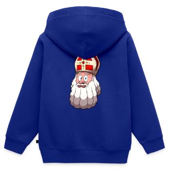 Visage de Saint Nicolas - Sweat Premium à capuche zippé enfant bio - bleu roi - Dos - AI Model Kid Male (0cm)