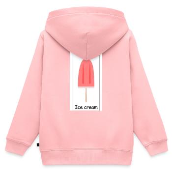 Crème glacée à la framboise - Sweat Premium à capuche zippé enfant bio - rose - Dos - AI Model Kid Female (0cm)