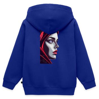 MEINE FRAU - Kinder Premium Organic Zip Hoodie - Royalblau - Hinten - AI Model Kid Male (0cm)