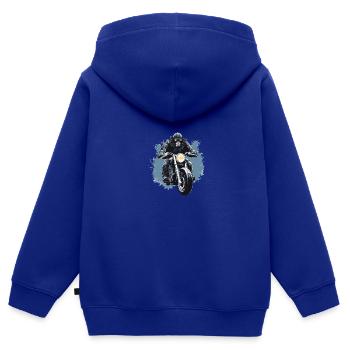 Moto Motard Gorilla - Sweat Premium à capuche zippé enfant bio - bleu roi - Dos - AI Model Kid Male (0cm)