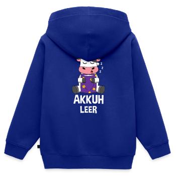 Wortspiel Kuh Akku Leer Schlafen Akkuh Aufladen - Kinder Premium Organic Zip Hoodie - Royalblau - Hinten - AI Model Kid Male (0cm)