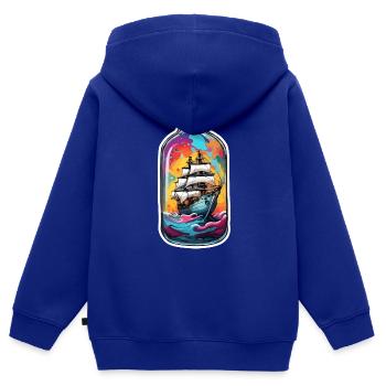 Flaschenschiff / Flaschenpost / Ahoi / Anker - Kinder Premium Organic Zip Hoodie - Royalblau - Hinten - AI Model Kid Male (0cm)