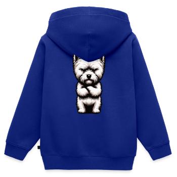 West highland terrier Westie West highland hund - Kinder Premium Organic Zip Hoodie - Royalblau - Hinten - AI Model Kid Male (0cm)