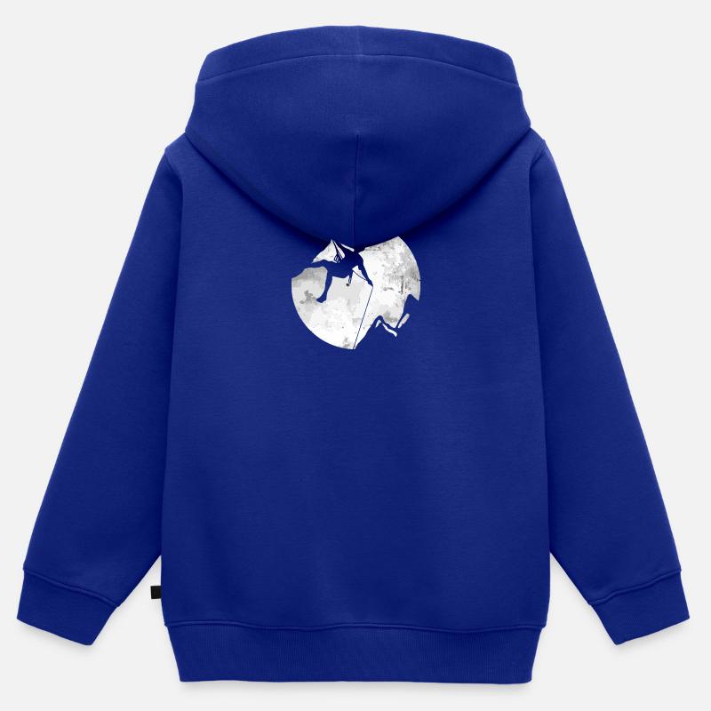 Escalade en bloc escalade - Sweat Premium à capuche zippé enfant bio - bleu roi