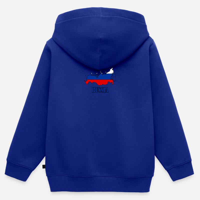 logo russie - Sweat Premium à capuche zippé enfant bio - bleu roi
