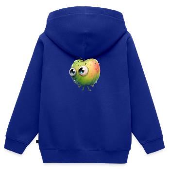 Niedlicher Apfel Charakter mit Kulleraugen - Kinder Premium Organic Zip Hoodie - Royalblau - Hinten - AI Model Kid Male (0cm)