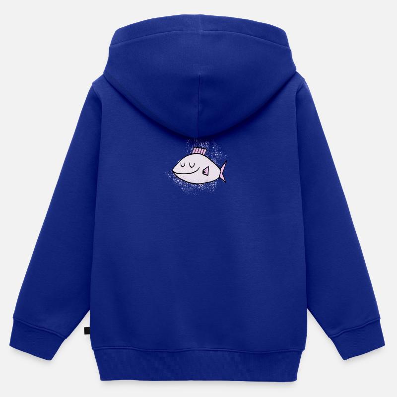 Poisson rose kidz - Sweat Premium à capuche zippé enfant bio - bleu roi