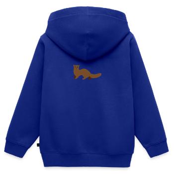 Belette brune ou hermine - Sweat Premium à capuche zippé enfant bio - bleu roi - Dos - AI Model Kid Male (0cm)