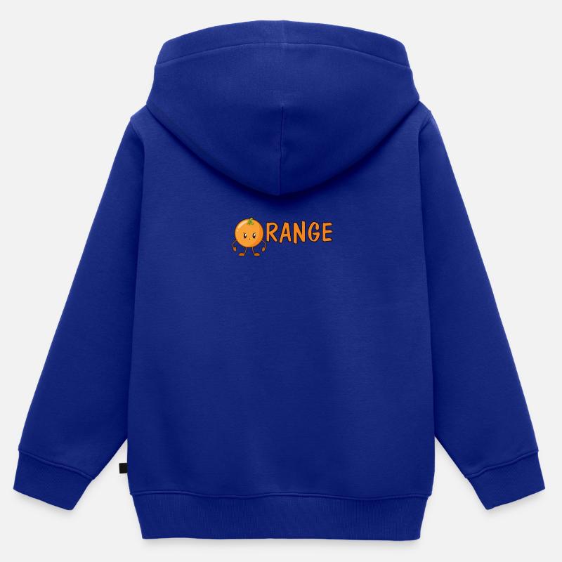 Conception orange - Sweat Premium à capuche zippé enfant bio - bleu roi