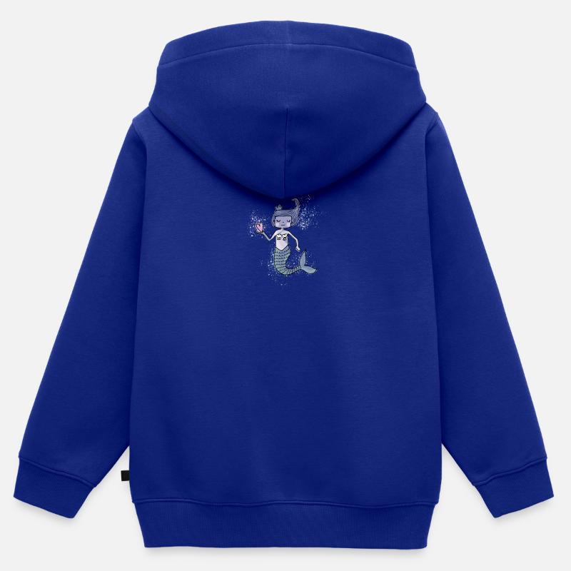 Mermaid Kidz - Sweat Premium à capuche zippé enfant bio - bleu roi