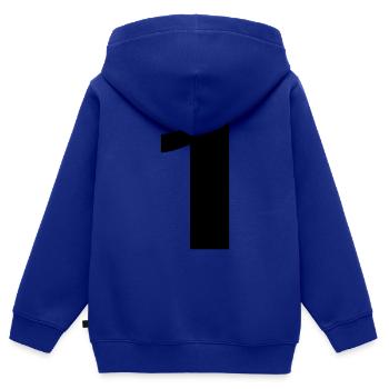 1 - Kinder Premium Organic Zip Hoodie - Royalblau - Hinten - AI Model Kid Male (0cm)