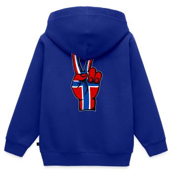 Drapeau de la Norvège Symbole de la Victoire de la Paix - Sweat Premium à capuche zippé enfant bio - bleu roi - Dos - AI Model Kid Male (0cm)
