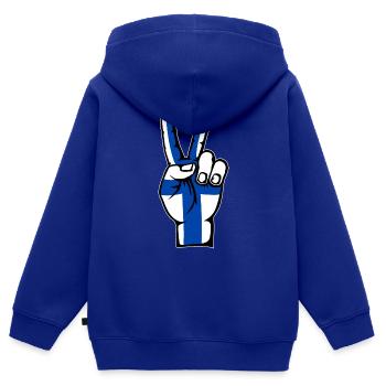 Drapeau de la Finlande Symbole de la victoire de la paix - Sweat Premium à capuche zippé enfant bio - bleu roi - Dos - AI Model Kid Male (0cm)
