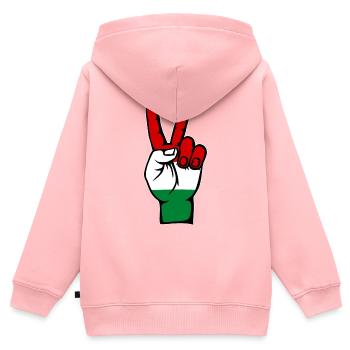 Drapeau de la Hongrie Symbole de la paix - Sweat Premium à capuche zippé enfant bio - rose - Dos - AI Model Kid Female (0cm)