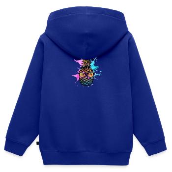 ananas - Sweat Premium à capuche zippé enfant bio - bleu roi - Dos - AI Model Kid Male (0cm)