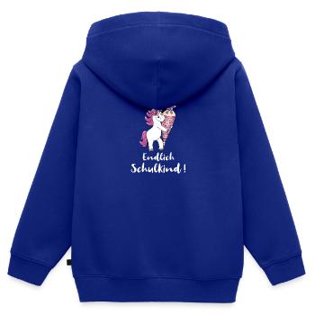 Einhorn mit Zuckertüte Einschulung Schulanfang - Kinder Premium Organic Zip Hoodie - Royalblau - Hinten - AI Model Kid Male (0cm)