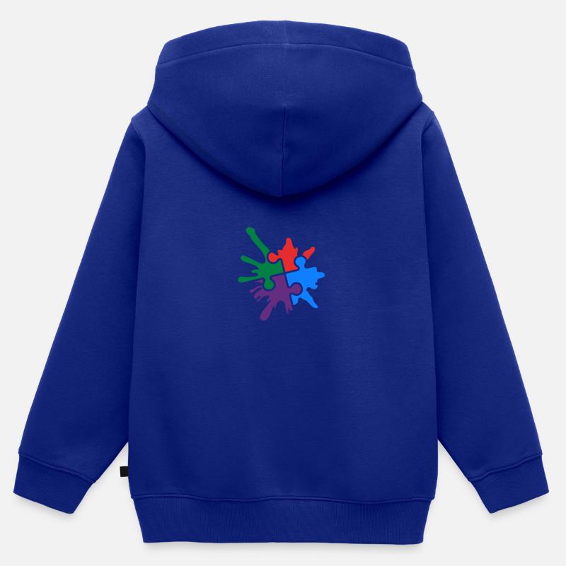 Autisme - Sweat Premium à capuche zippé enfant bio - bleu roi