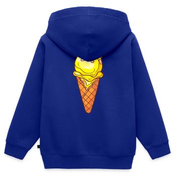 Crème glacée, crème glacée, crème glacée, crème glacée, boule, crème glacée, sundae - Sweat Premium à capuche zippé enfant bio - bleu roi - Dos - AI Model Kid Male (0cm)
