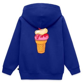 Crème glacée, crème glacée, crème glacée, crème glacée, boule, crème glacée, sundae - Sweat Premium à capuche zippé enfant bio - bleu roi - Dos - AI Model Kid Male (0cm)