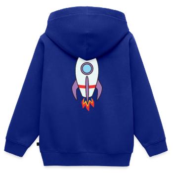 Rakete - Kinder Premium Organic Zip Hoodie - Royalblau - Hinten - AI Model Kid Male (0cm)