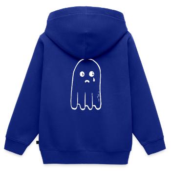 Boohoo Ghost (Weiß) - Kinder Premium Organic Zip Hoodie - Royalblau - Hinten - AI Model Kid Male (0cm)
