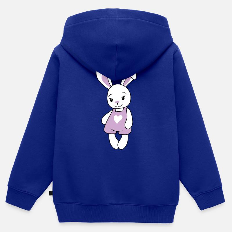 Lapin mignon de dessin animé - Sweat Premium à capuche zippé enfant bio - bleu roi