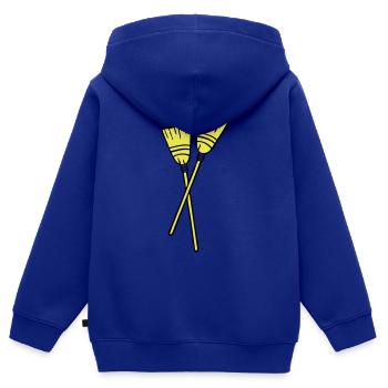 balais double1 - Sweat Premium à capuche zippé enfant bio - bleu roi - Dos - AI Model Kid Male (0cm)