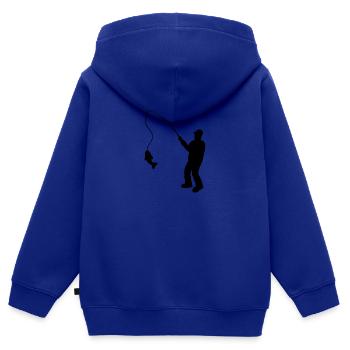 Fischer mit Angelrute und Fisch - Kinder Premium Organic Zip Hoodie - Royalblau - Hinten - AI Model Kid Male (0cm)