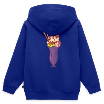 Crème glacée, crème glacée, crème glacée, crème glacée, boule, crème glacée, sundae - Sweat Premium à capuche zippé enfant bio - bleu roi - Dos - AI Model Kid Male (0cm)