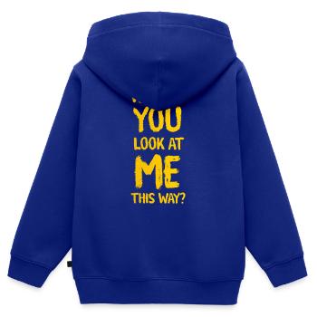 Warum siehst du mich so an? - Kinder Premium Organic Zip Hoodie - Royalblau - Hinten - AI Model Kid Male (0cm)