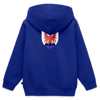 Blason Nice - Sweat Premium à capuche zippé enfant bio - bleu roi - Dos - AI Model Kid Male (0cm)