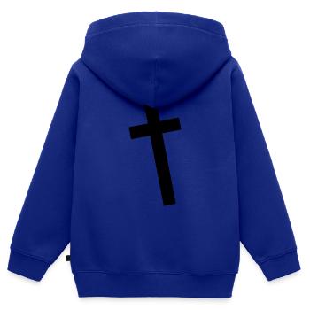 Kruzifix diagonal Kreuz retro - Kinder Premium Organic Zip Hoodie - Royalblau - Hinten - AI Model Kid Male (0cm)