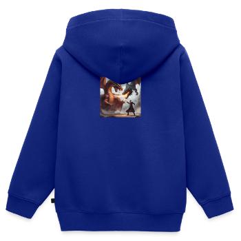 Fighting Dragons - Kinder Premium Organic Zip Hoodie - Royalblau - Hinten - AI Model Kid Male (0cm)