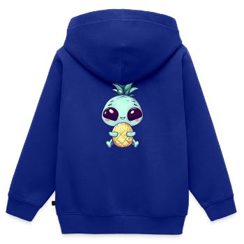 Alien mit Ananas-Punk-Frisur - Kinder Premium Organic Zip Hoodie - Royalblau - Hinten - AI Model Kid Male (0cm)